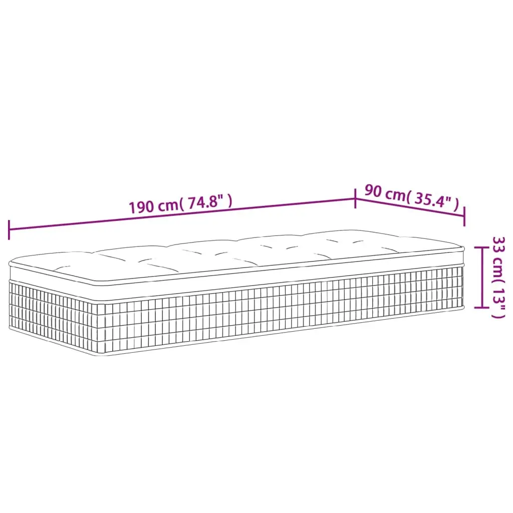 Pocket Spring Mattress Medium Plus 90x190 cm White Sleep Support