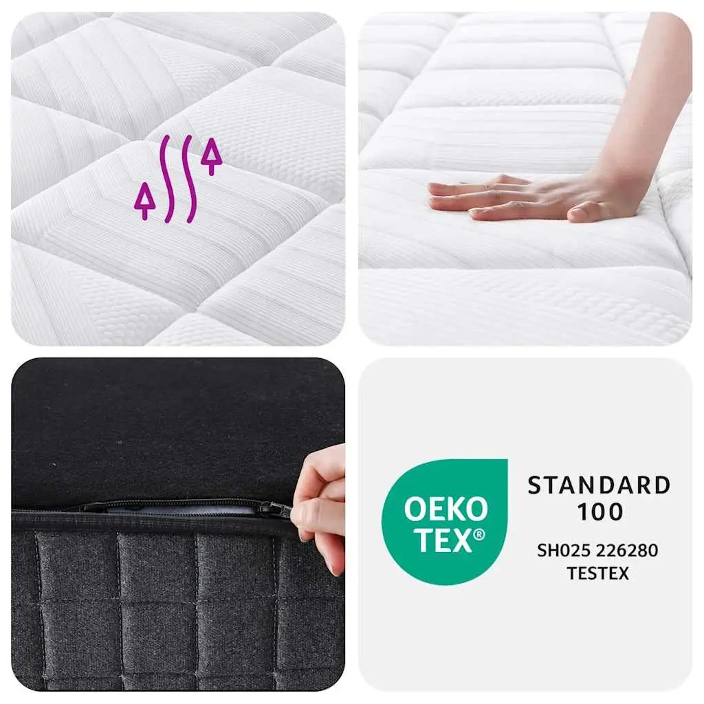 Pocket Spring Mattress Medium Firm Support 107x203cm King Single 7 Zones White