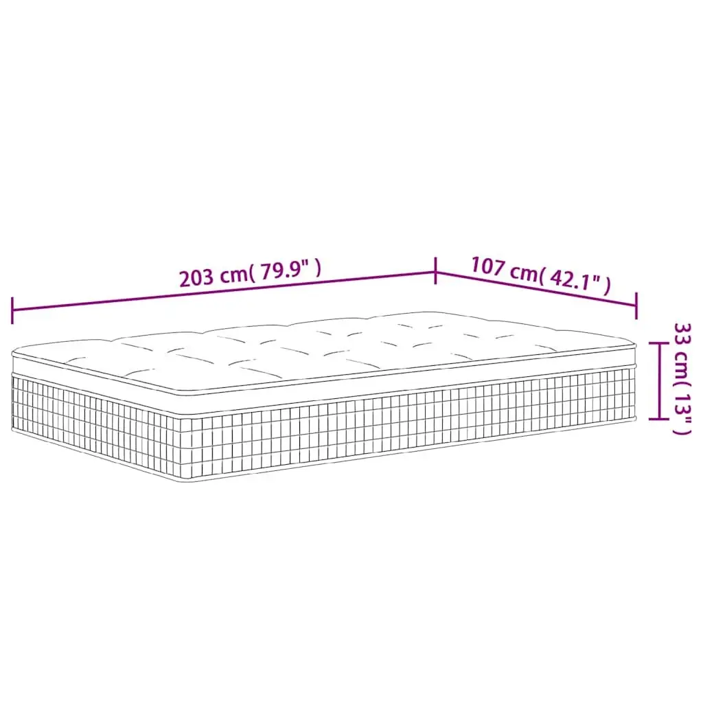 Pocket Spring Mattress Medium Firm Support 107x203cm King Single 7 Zones White