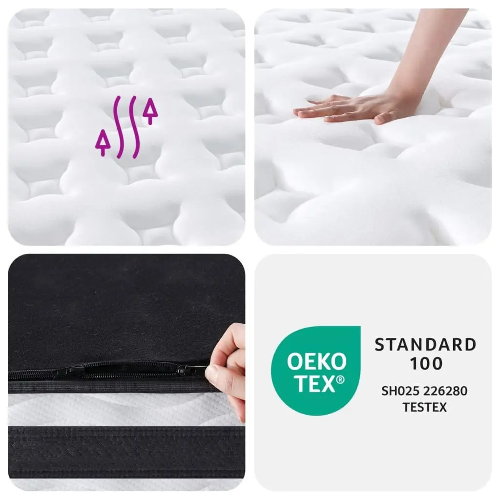 Pocket Spring Mattress Medium Firm 90x190 cm White Bedroom Sleep Foam Support