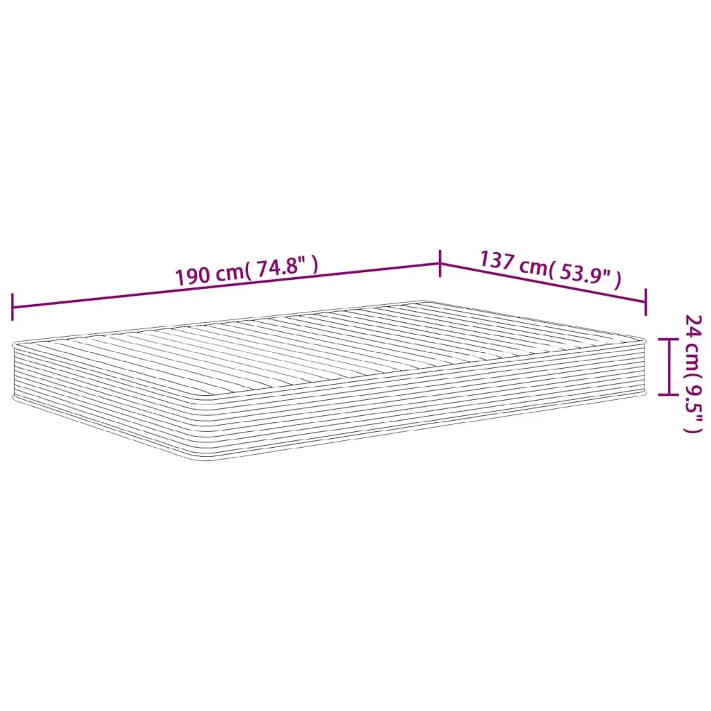 Foam Mattress Medium Soft 137x190 cm Double-Sided White Springless Sleeping Bed
