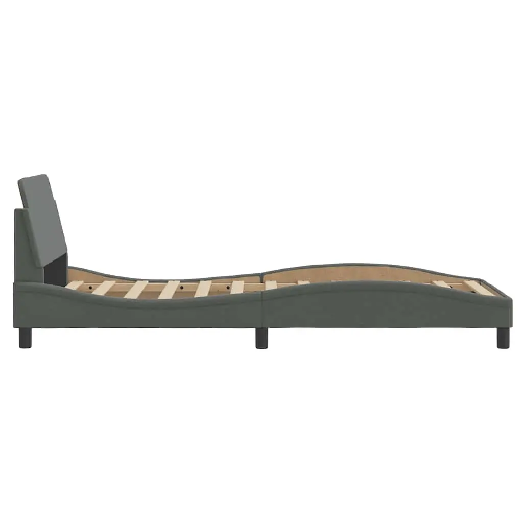 Bed Frame Grey Fabric Headboard 90x190 cm Bedroom Furniture Slats Support