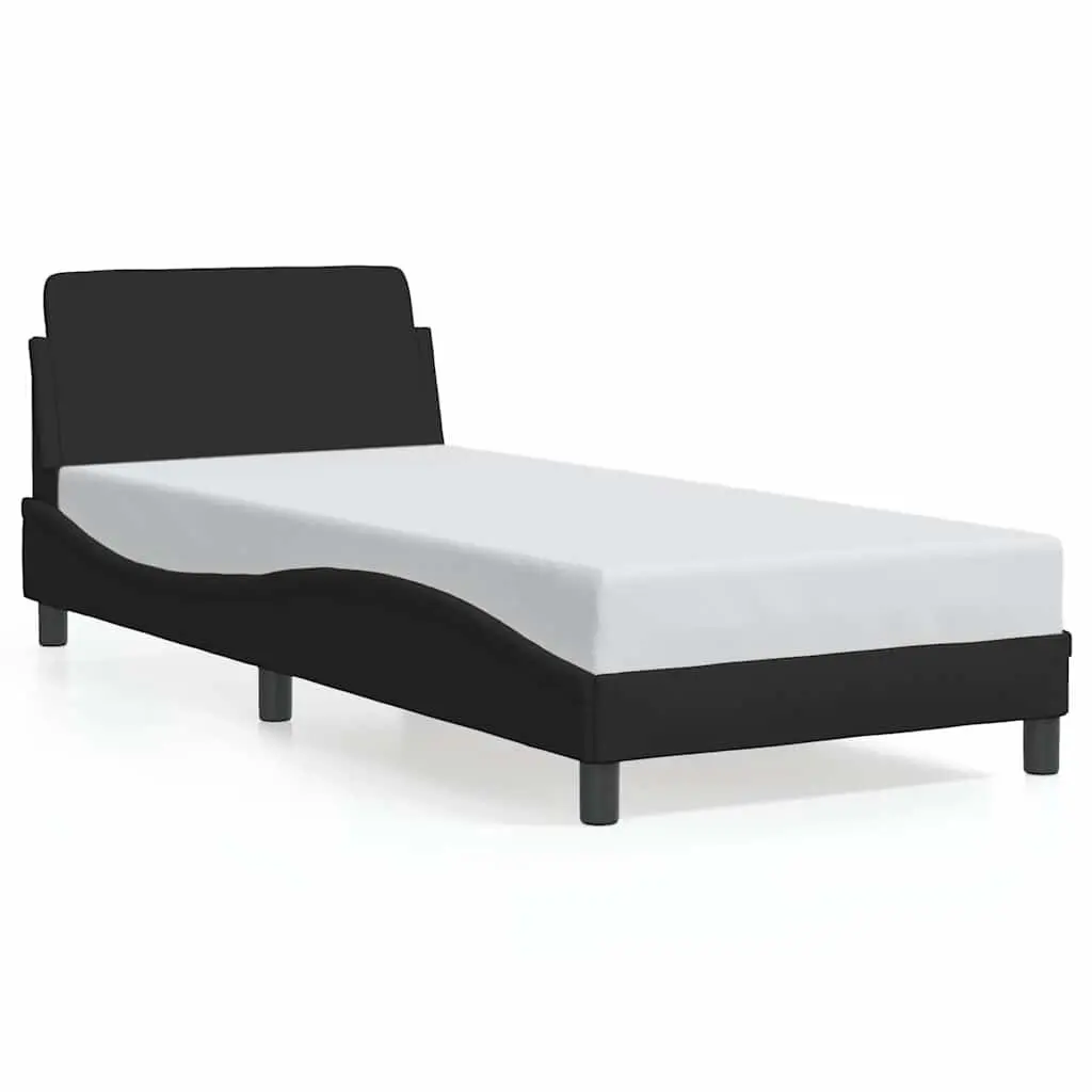 Bed Frame with Headboard Bedroom Furniture 90x190 cm Black Fabric