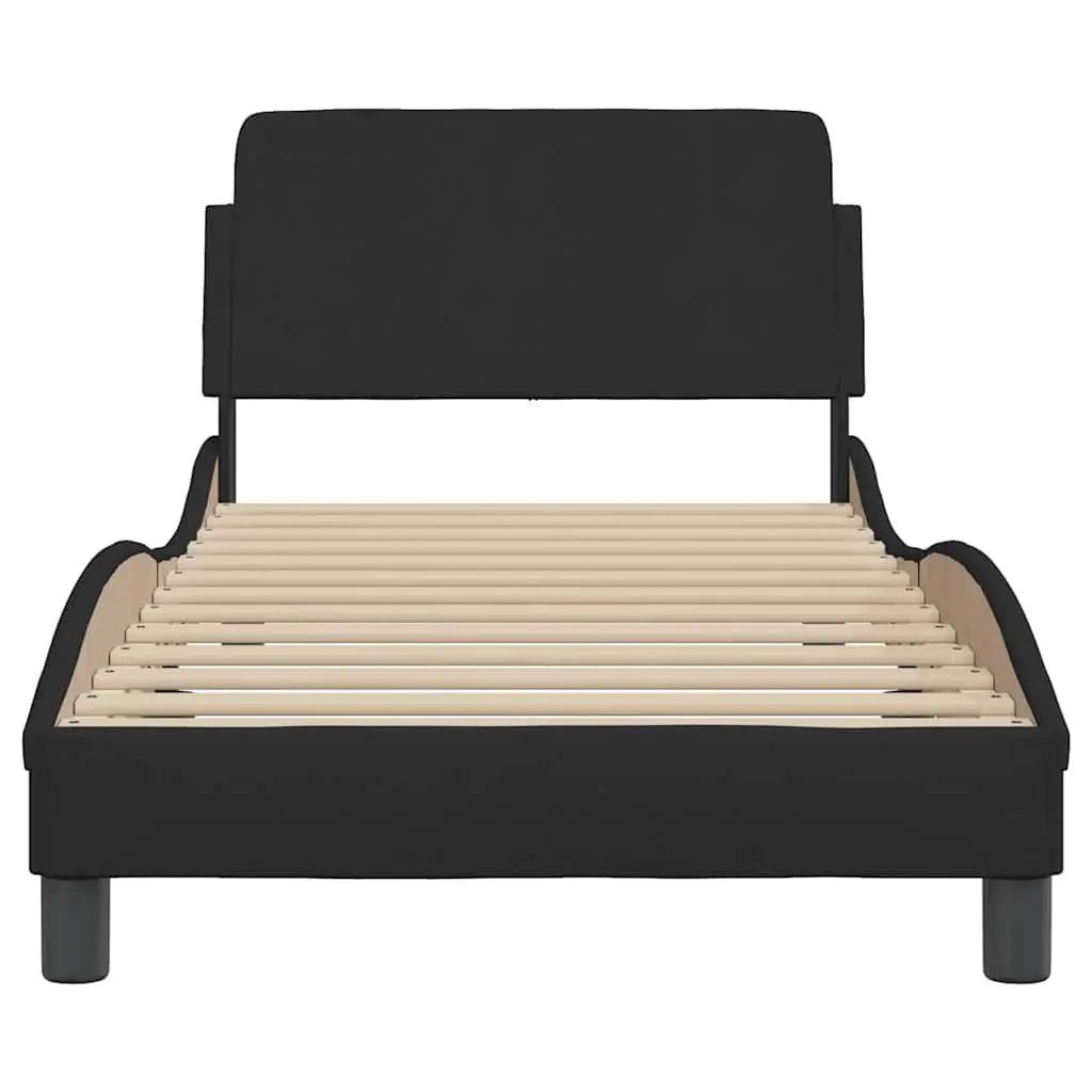 Bed Frame with Headboard Bedroom Furniture 90x190 cm Black Fabric