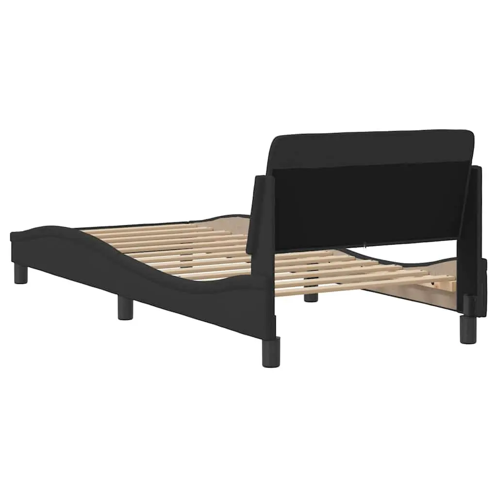 Bed Frame with Headboard Bedroom Furniture 90x190 cm Black Fabric