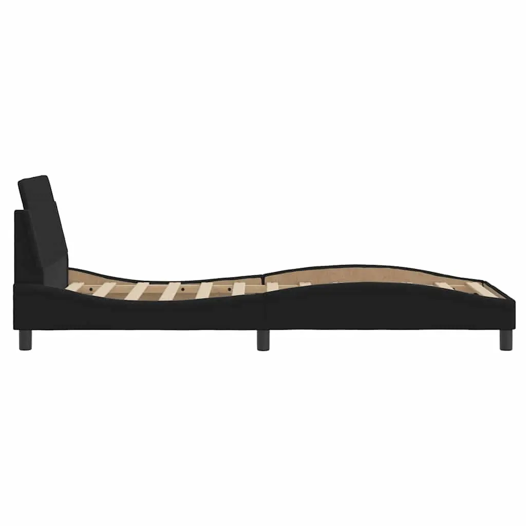Bed Frame with Headboard Bedroom Furniture 90x190 cm Black Fabric