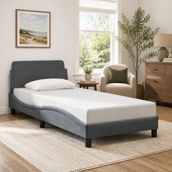 Comfortable Grey Bed Frame with Headboard for Value