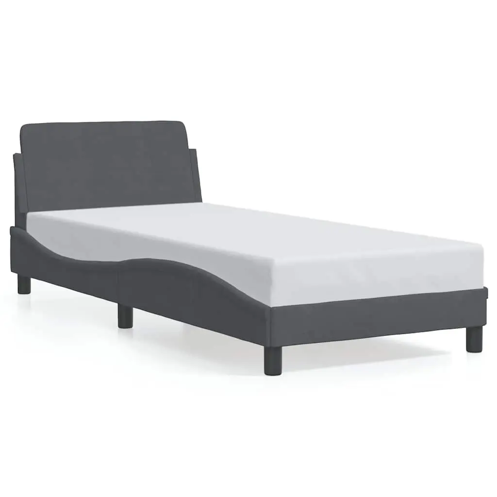 Bed Frame with Headboard Grey 90x190 cm Velvet Upholstered Bedroom Furniture