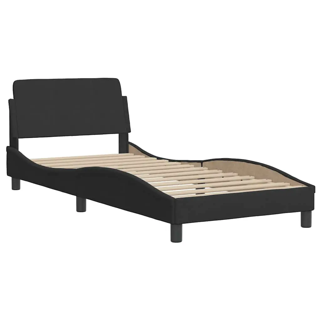 Bed Frame with Headboard Velvet Upholstery 90x190 cm Black