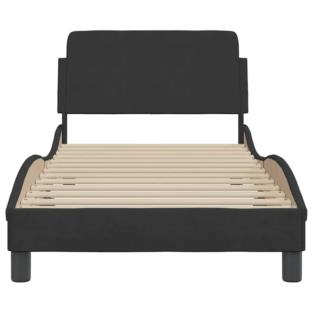 Bed Frame with Headboard Velvet Upholstery 90x190 cm Black