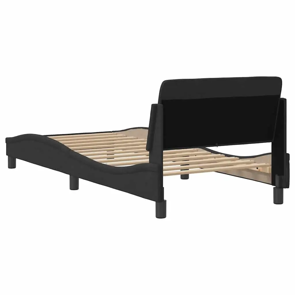 Bed Frame with Headboard Velvet Upholstery 90x190 cm Black