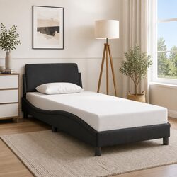Comfortable Black Bed Frame with Headboard and Modern Design