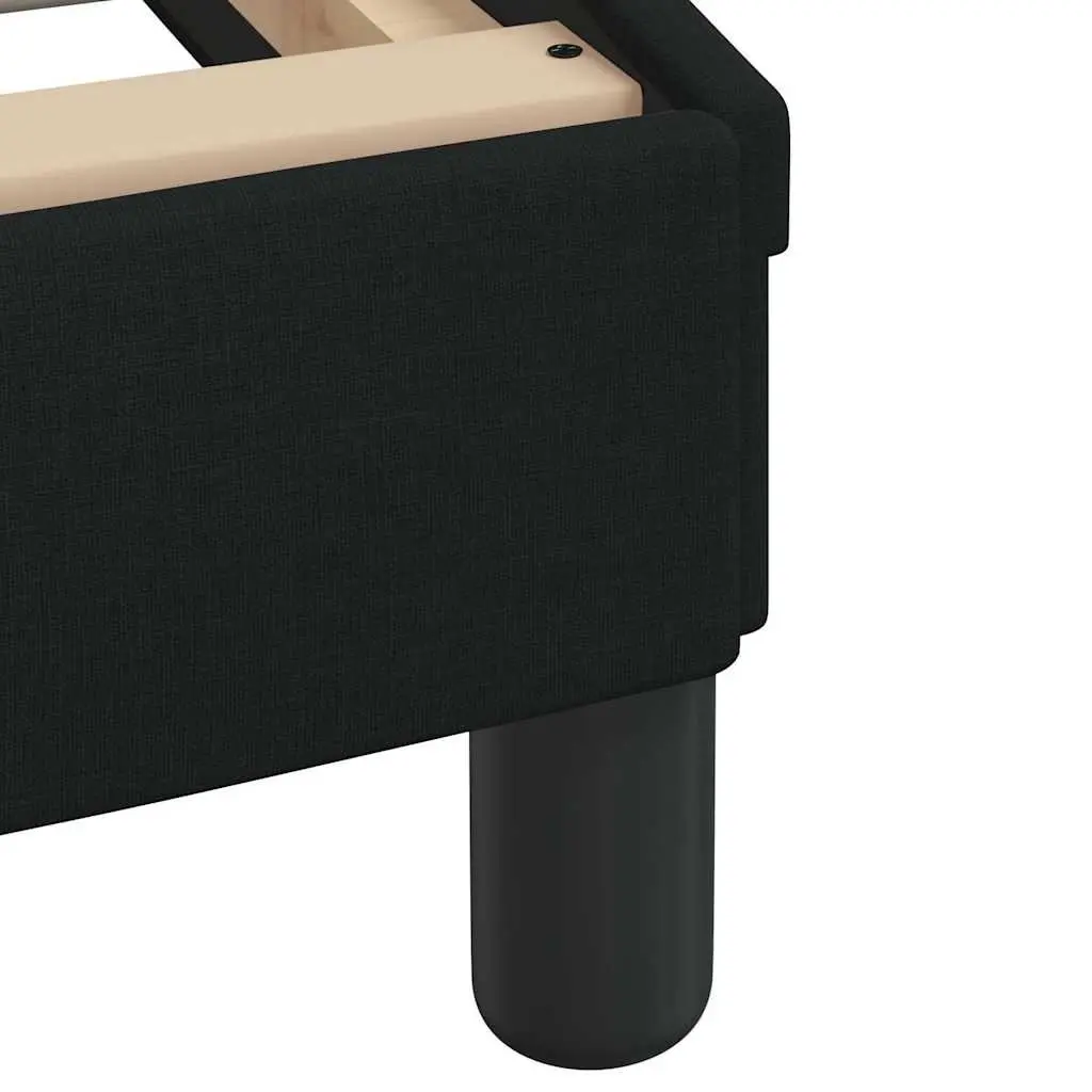 King Bed Frame Black Fabric 180x200 cm with Headboard Plywood Slats
