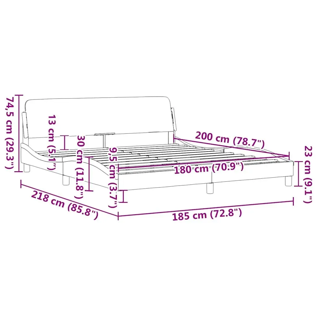 King Bed Frame 180x200 cm Velvet Black Headboard Slat Base