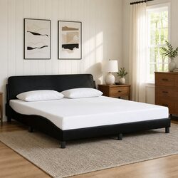 Comfortable King Bed Frame 180x200 cm Black Faux Leather