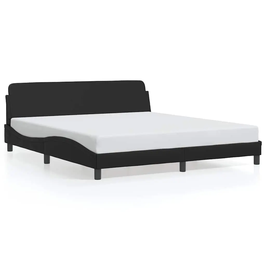 Bed Frame King Size Black Faux Leather 180x200 cm Headboard