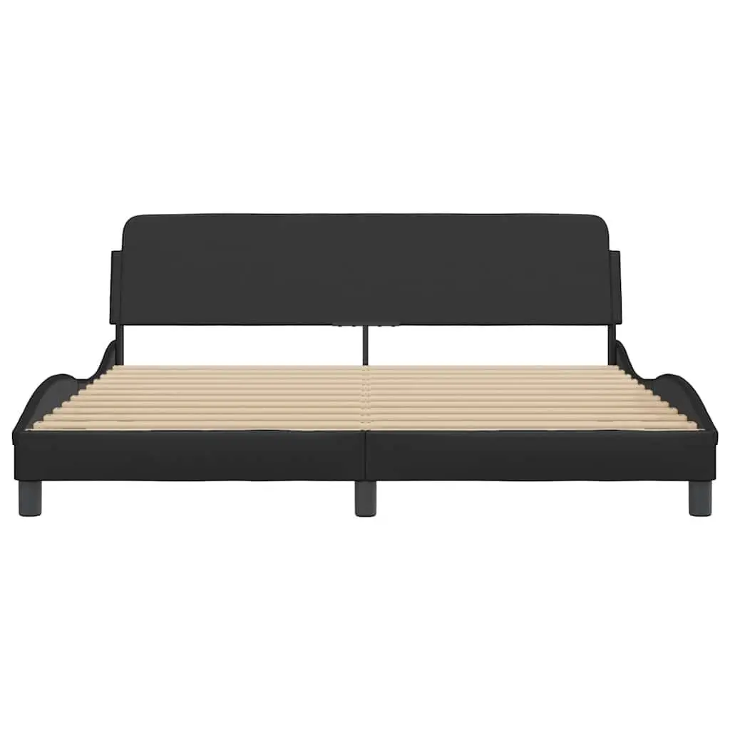 Bed Frame King Size Black Faux Leather 180x200 cm Headboard