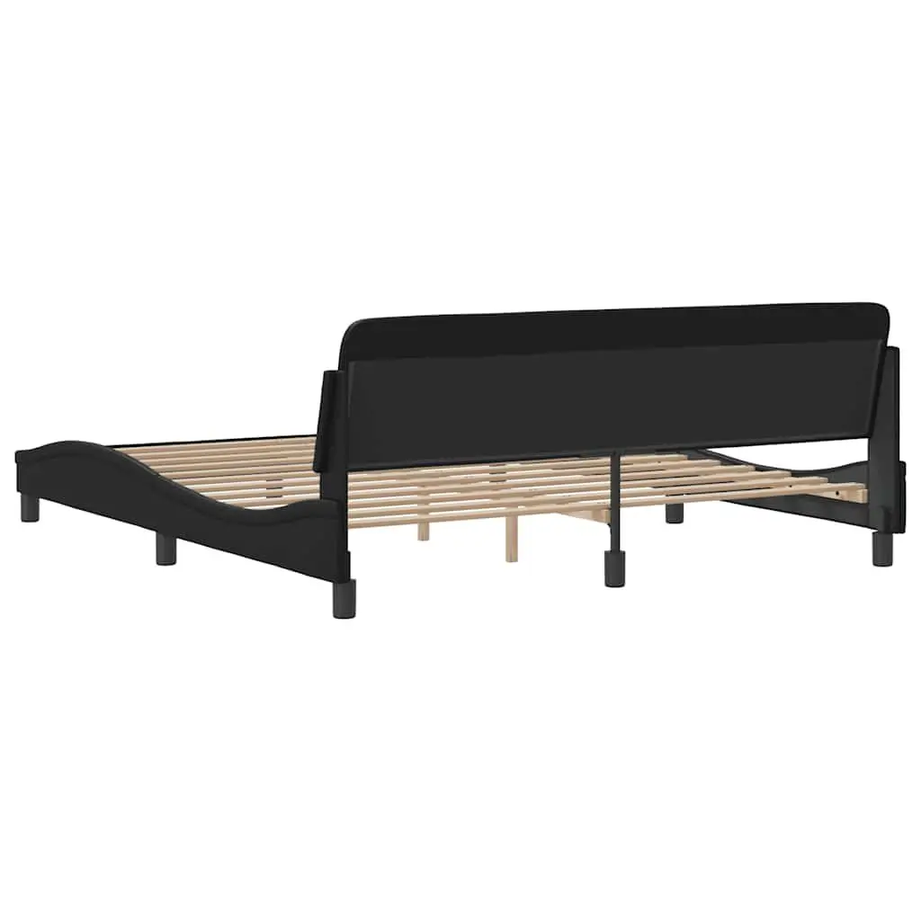 Bed Frame King Size Black Faux Leather 180x200 cm Headboard