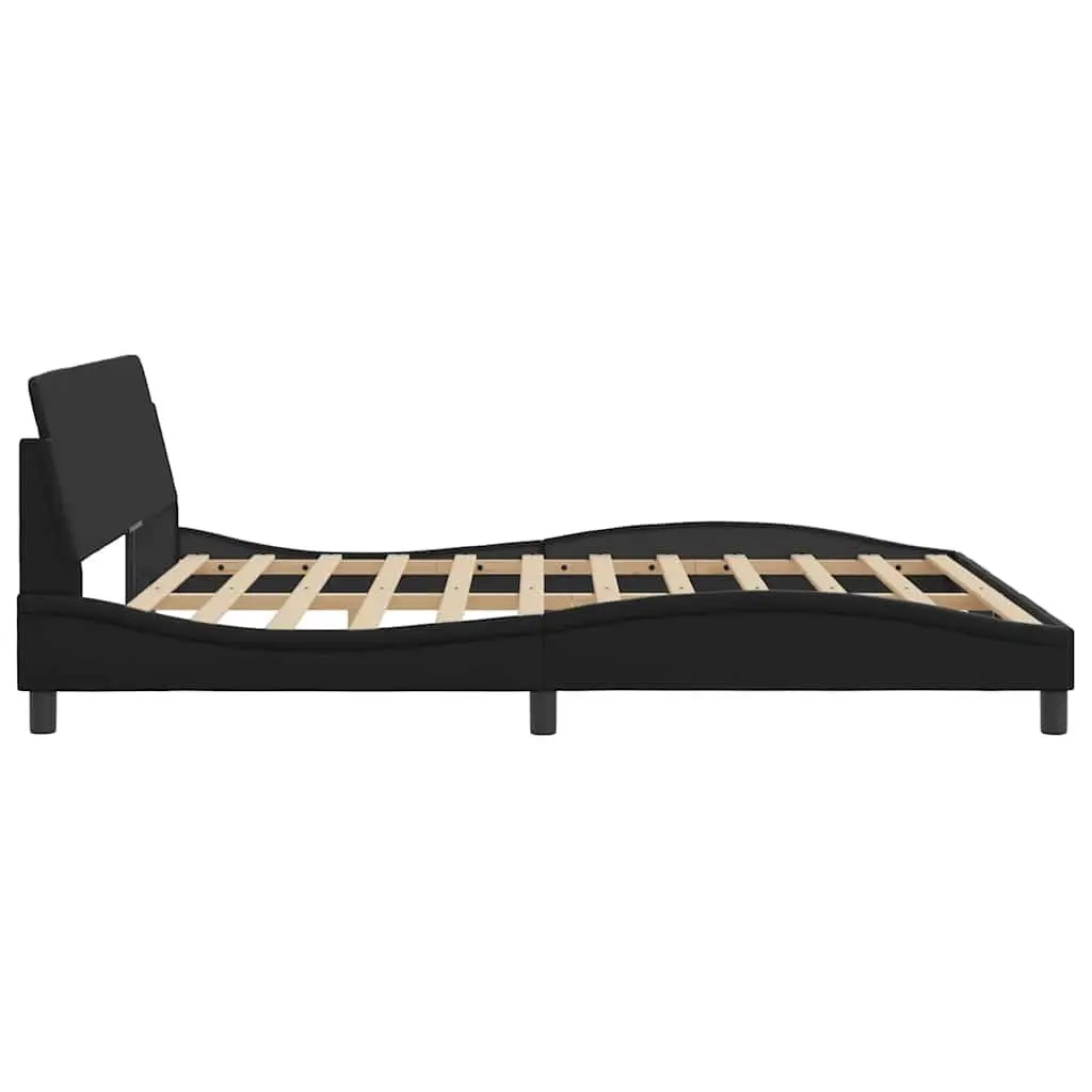 Bed Frame King Size Black Faux Leather 180x200 cm Headboard