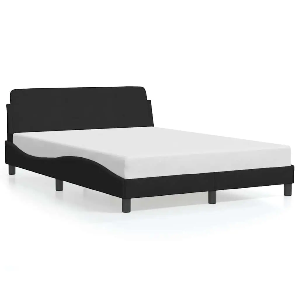 Black Double Bed Frame 137x190 cm with Soft Velvet Headboard