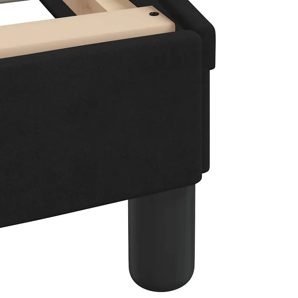 Black Double Bed Frame 137x190 cm with Soft Velvet Headboard