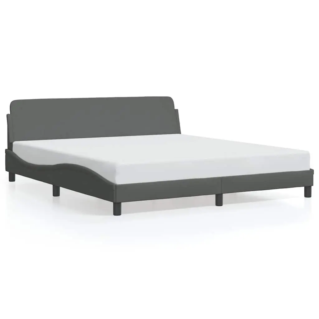 Queen Bed Frame Dark Grey Fabric 152x203 cm Bedroom Furniture