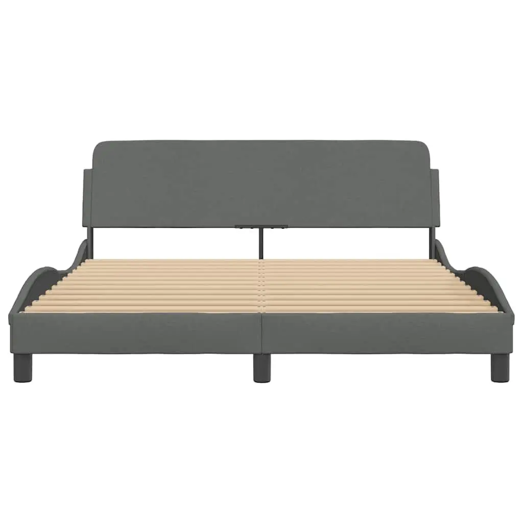 Queen Bed Frame Dark Grey Fabric 152x203 cm Bedroom Furniture