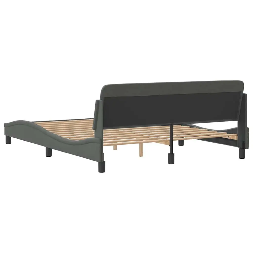 Queen Bed Frame Dark Grey Fabric 152x203 cm Bedroom Furniture
