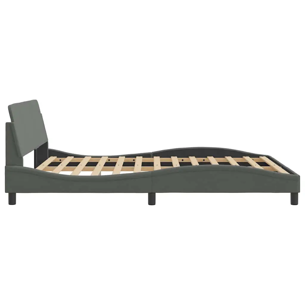 Queen Bed Frame Dark Grey Fabric 152x203 cm Bedroom Furniture