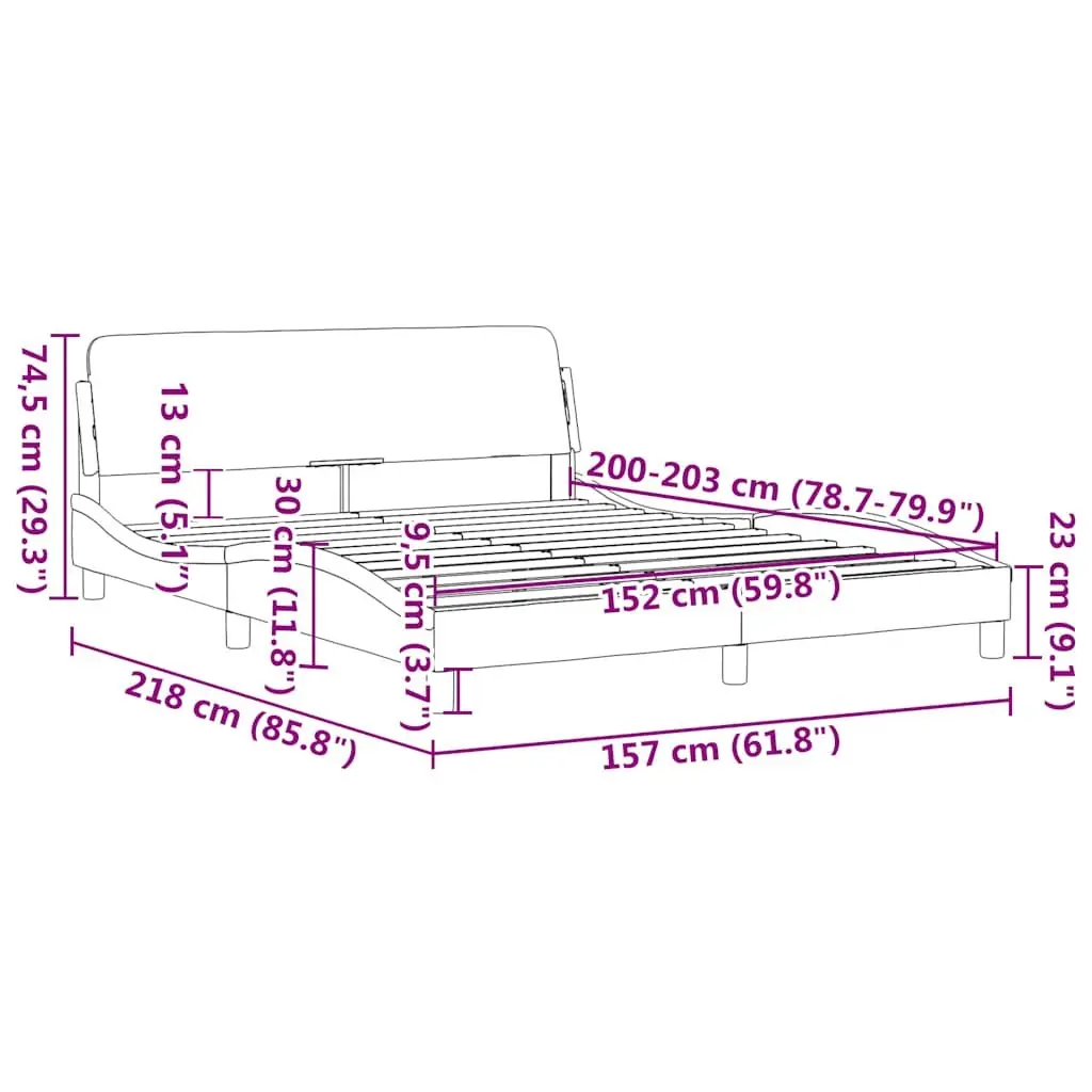Queen Bed Frame Dark Grey Fabric 152x203 cm Bedroom Furniture