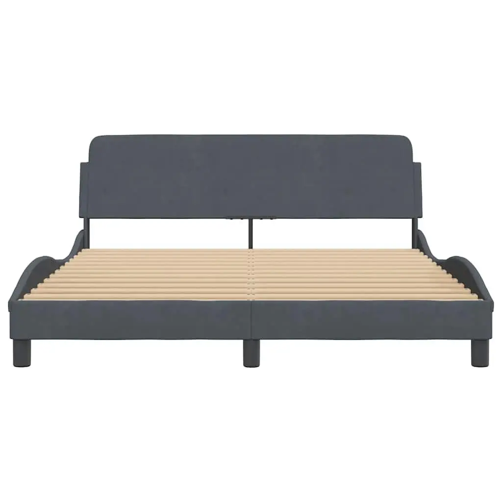 Queen Bed Frame with Grey Velvet Headboard