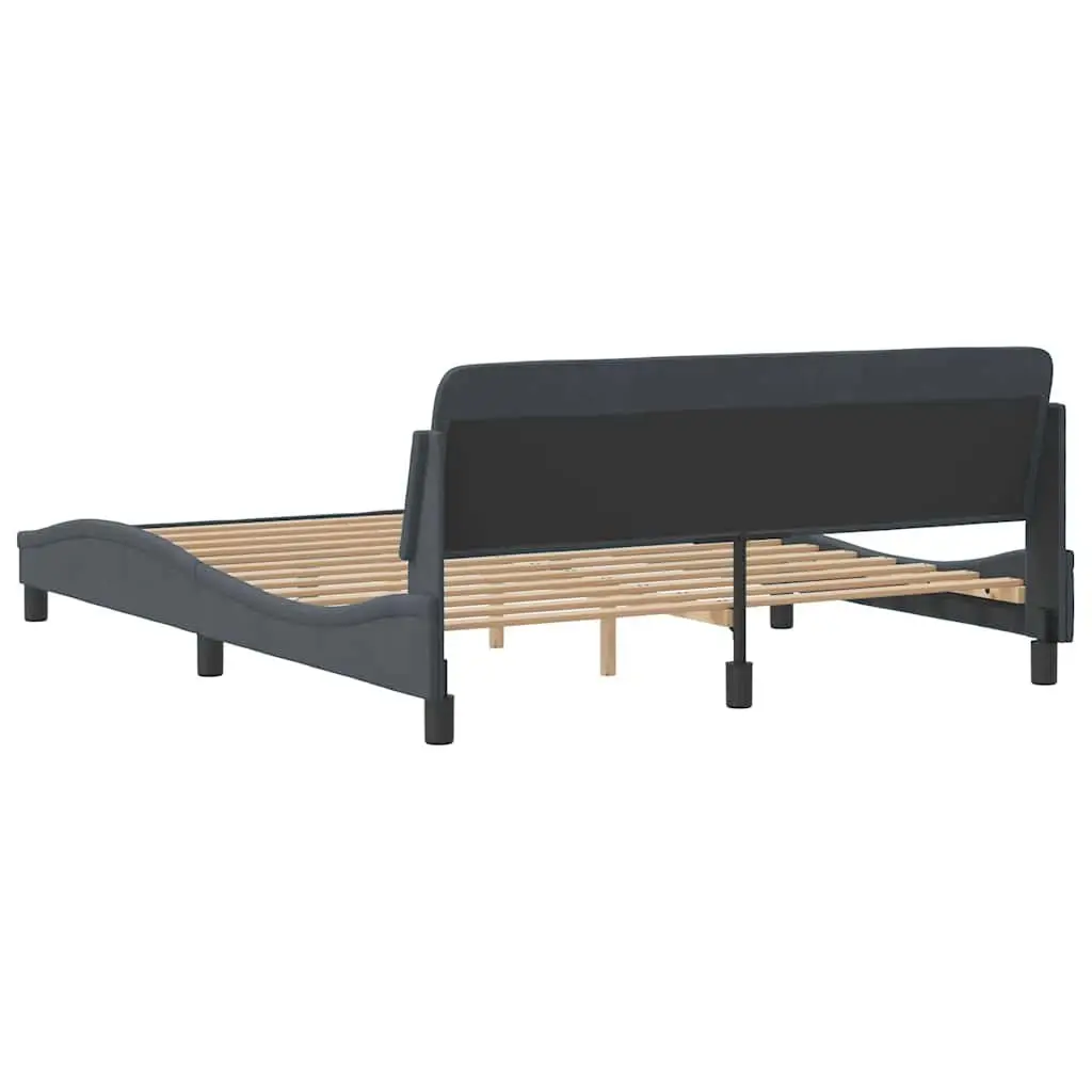 Queen Bed Frame with Grey Velvet Headboard