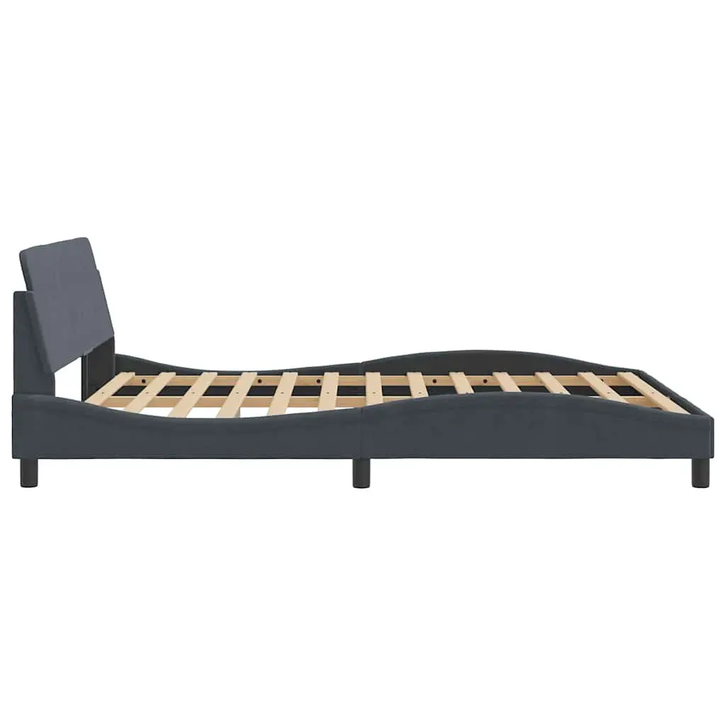 Queen Bed Frame with Grey Velvet Headboard
