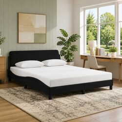 Reliable Queen Bed Frame with Black Velvet Headboard