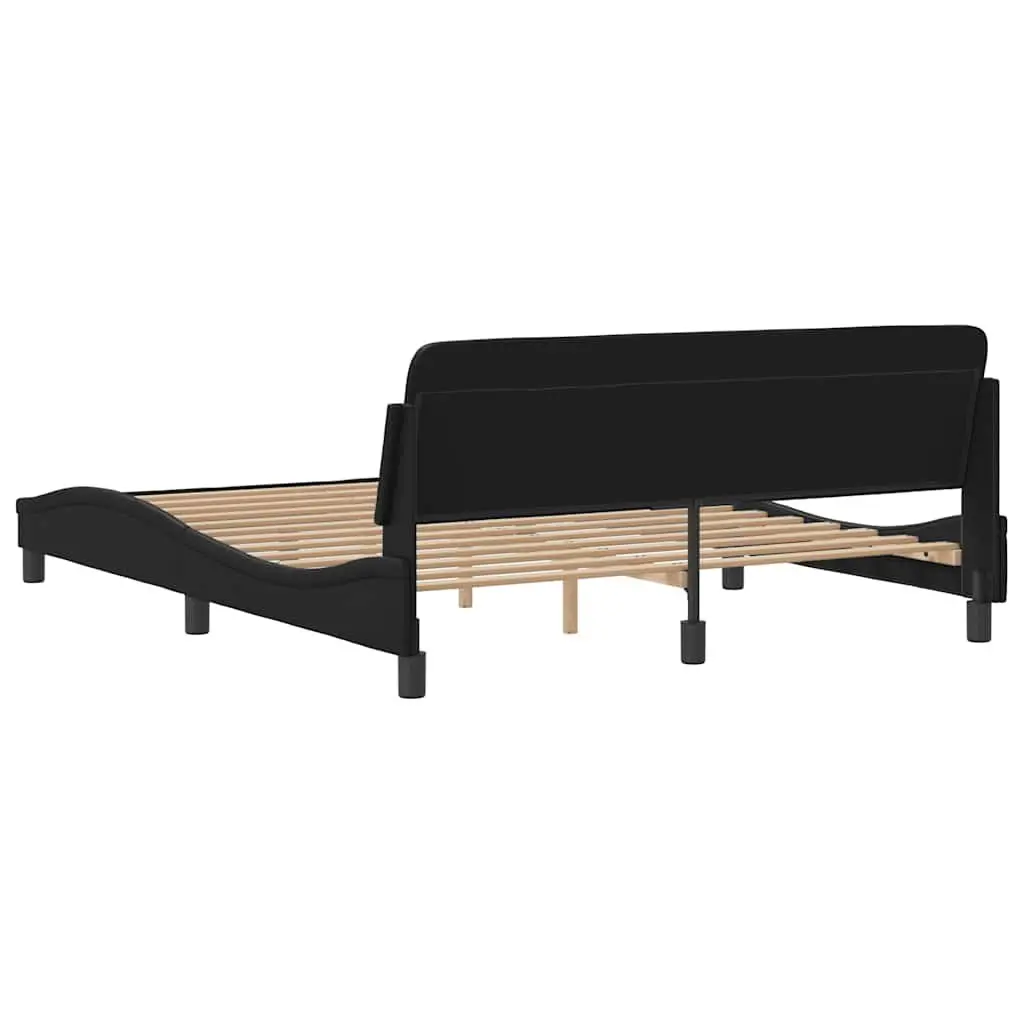 Queen Bed Frame Black Faux Leather 152x203 cm Bedroom Furniture