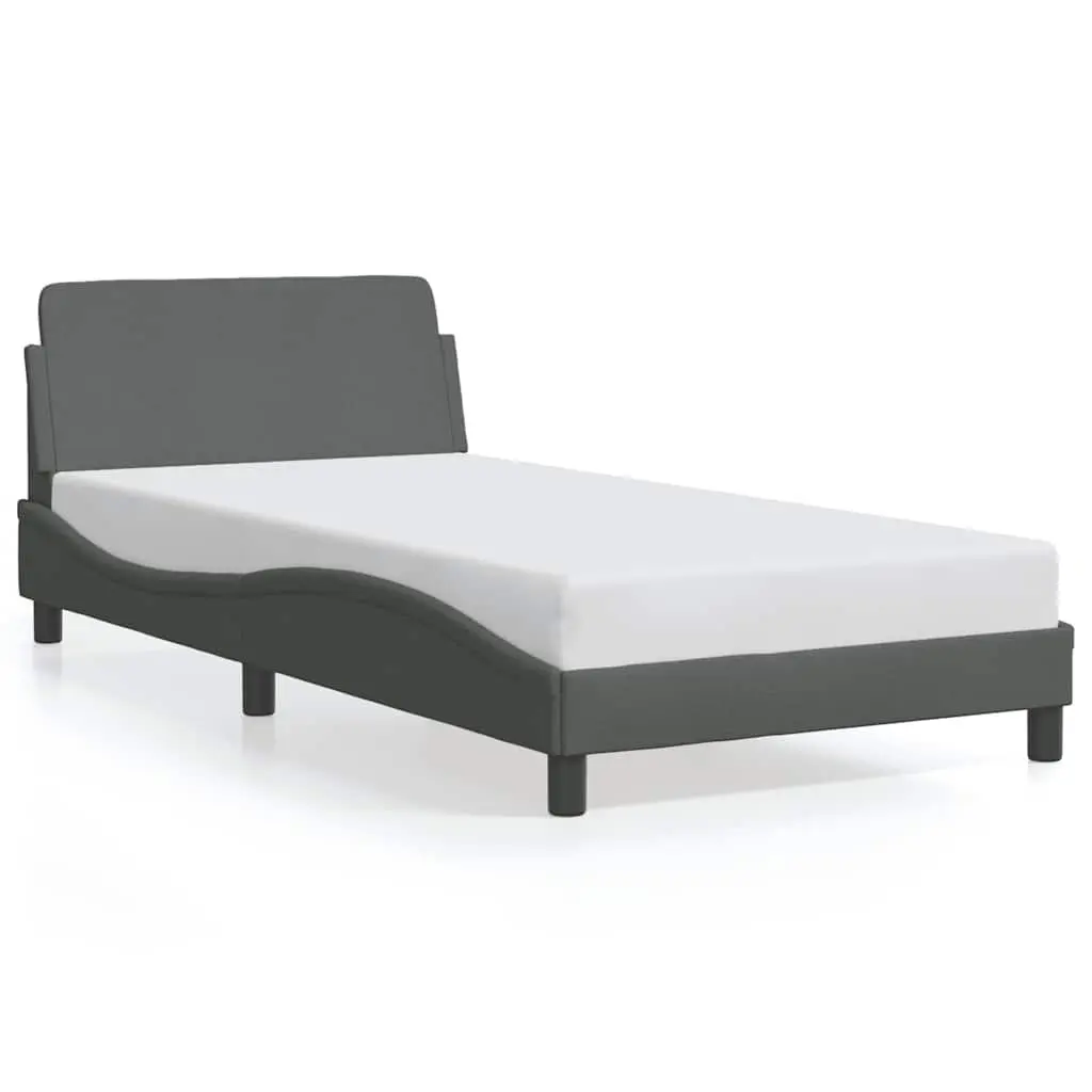 King Single Bed Frame with Headboard Dark Grey Fabric Bedroom Furniture