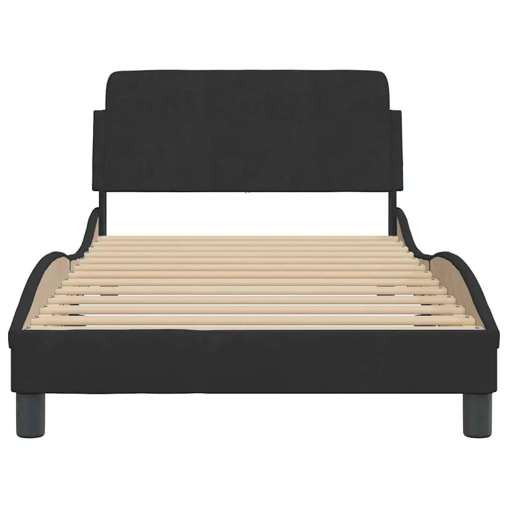 King Single Bed Frame Black Velvet Headboard Upholstered Modern Bedroom