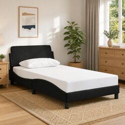 Comfortable King Single Bed Frame with Black Faux Leather