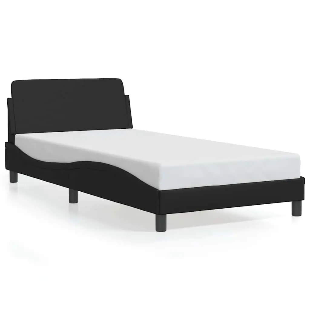 Bed Frame King Single Black Faux Leather Modern with Headboard 107 x 203 cm