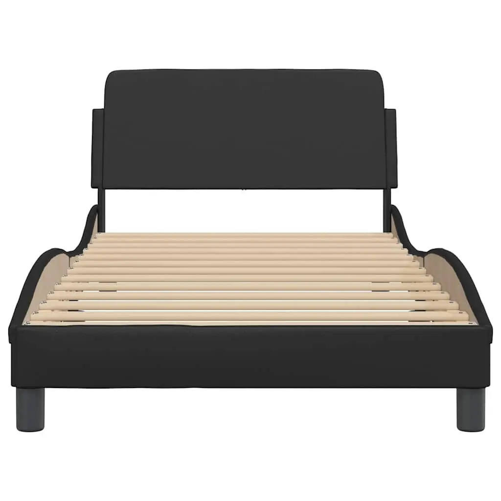 Bed Frame King Single Black Faux Leather Modern with Headboard 107 x 203 cm