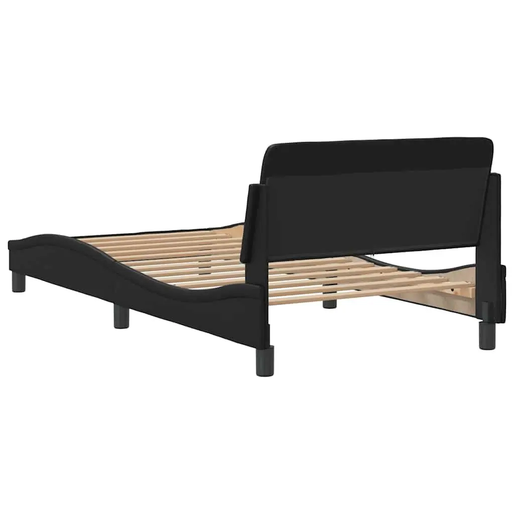 Bed Frame King Single Black Faux Leather Modern with Headboard 107 x 203 cm