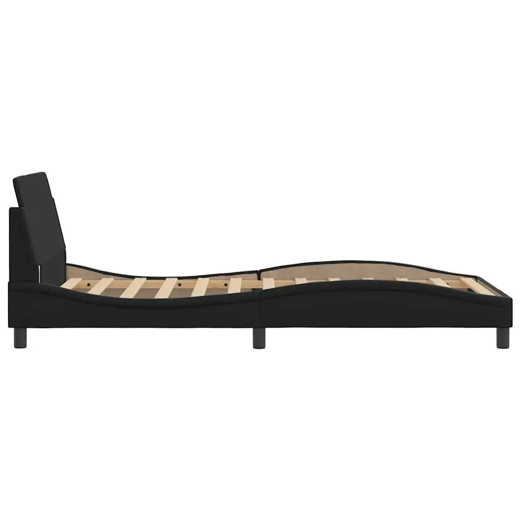 Bed Frame King Single Black Faux Leather Modern with Headboard 107 x 203 cm