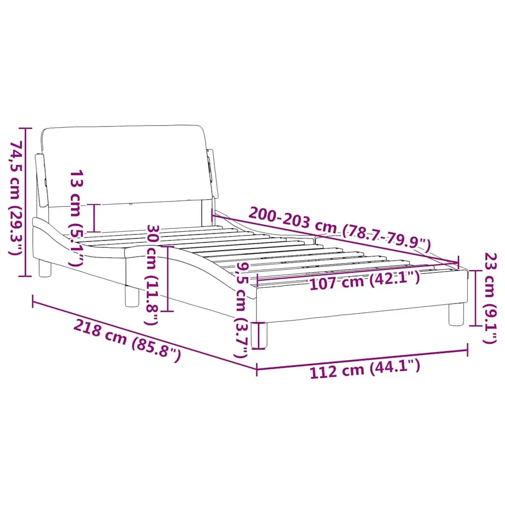 Bed Frame King Single Faux Leather Black White Bedroom Furniture 107 x 203 cm