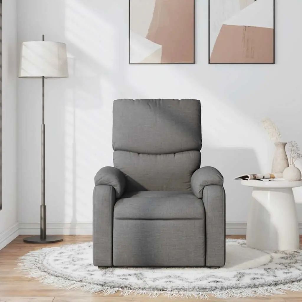 Massage Recliner Chair Manual Reclining Dark Grey Fabric 135 Degrees Vibration Massage