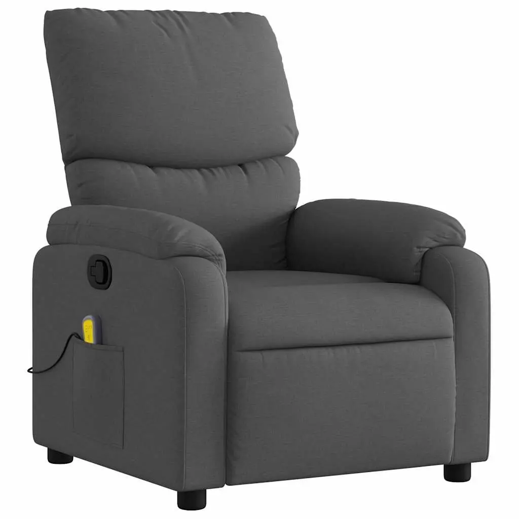 Massage Recliner Chair Manual Reclining Dark Grey Fabric 135 Degrees Vibration Massage