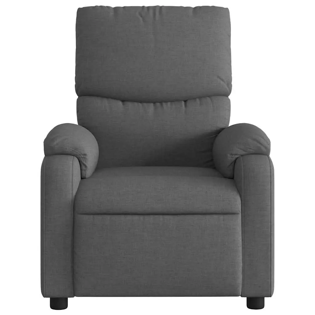 Massage Recliner Chair Manual Reclining Dark Grey Fabric 135 Degrees Vibration Massage