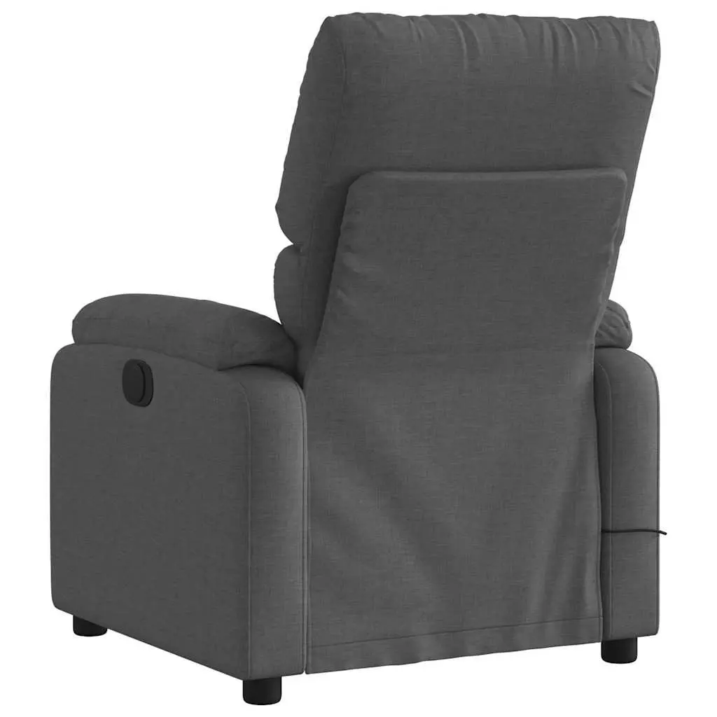 Massage Recliner Chair Manual Reclining Dark Grey Fabric 135 Degrees Vibration Massage