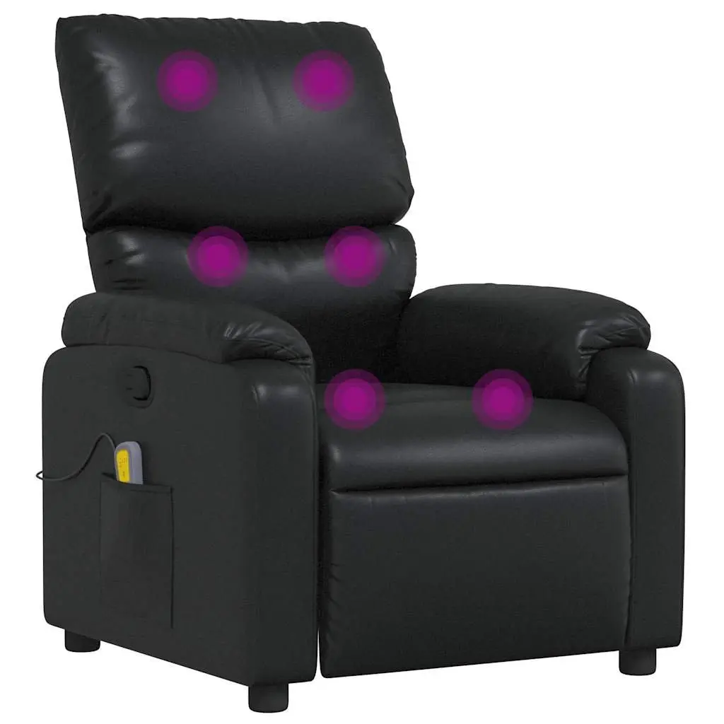 Black Faux Leather Massage Recliner Chair