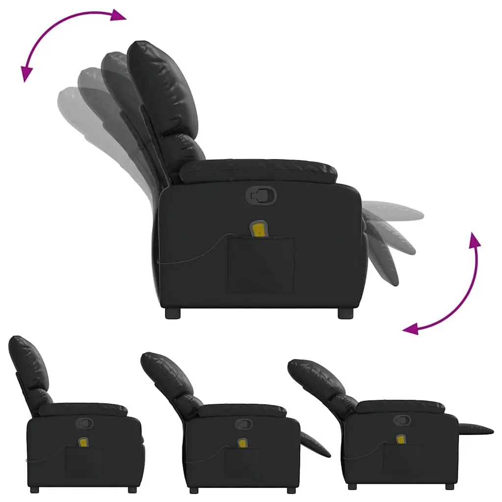 Black Faux Leather Massage Recliner Chair