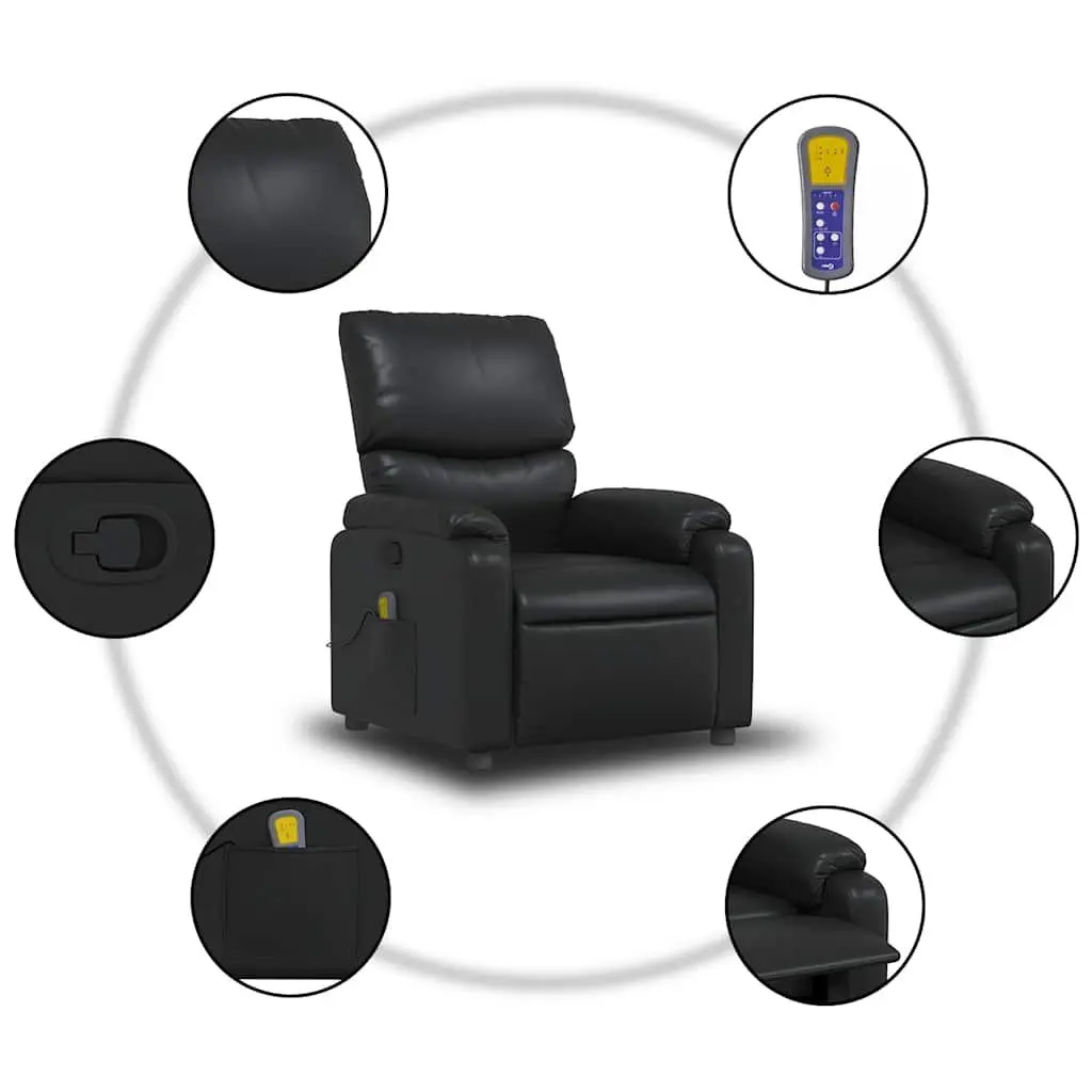 Black Faux Leather Massage Recliner Chair